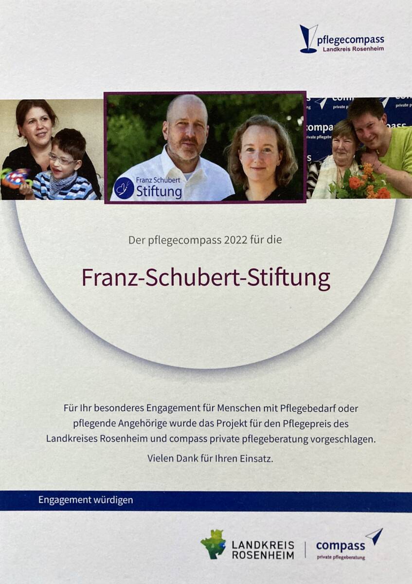 Urkunde Pflegecompass Franz-Schubert-Stiftung